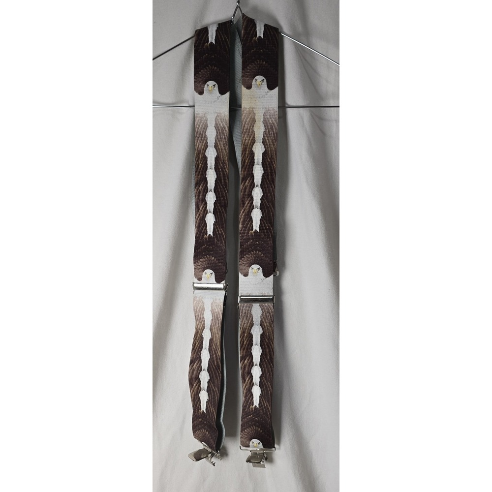 Men's Suspenders Brown 2" Eagles Adjustable Elastic X Clasp‎